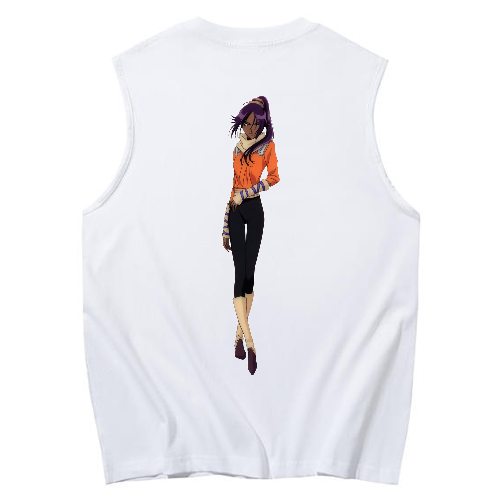 （画像用） ブリーチ 四楓院 夜一（しほういん よるいち） BLEACH Shihouin Yoruichi コットン100％タンクトップ（背面プリント）