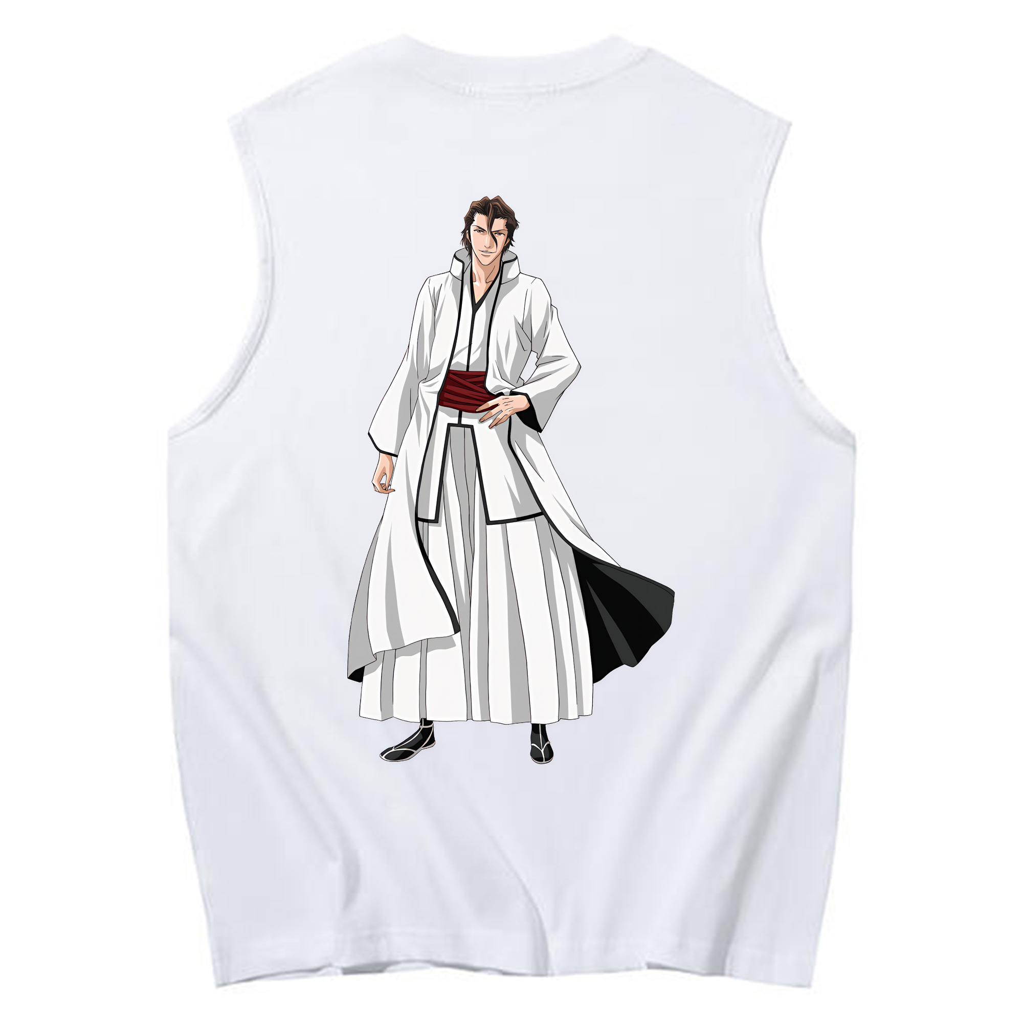（画像用） ブリーチ 藍染 惣右介（あいぜん そうすけ） BLEACH Aizen Sousuke コットン100％タンクトップ（背面プリント）
